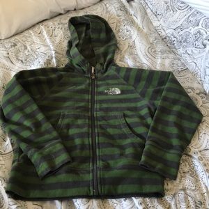 Boys gray and green north face fleece zip up